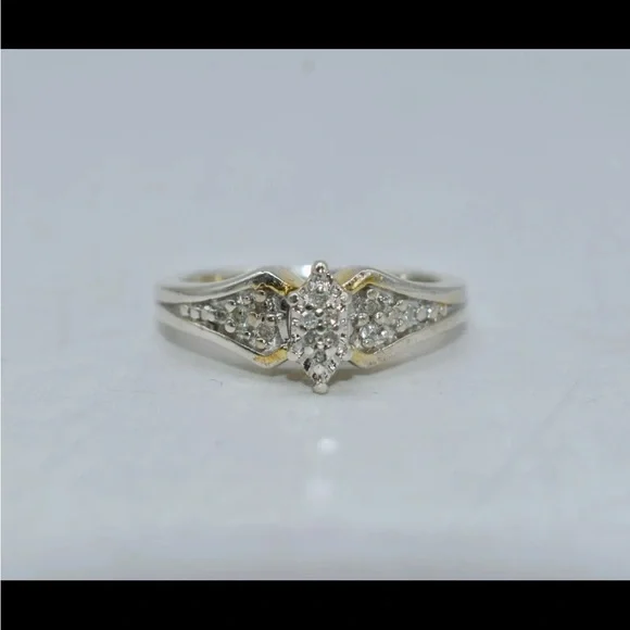 14k Gold - Silver Fill- Engagement Promise Ring - 1/10 CT White Diamond - Size 7 - Picture 9 of 15